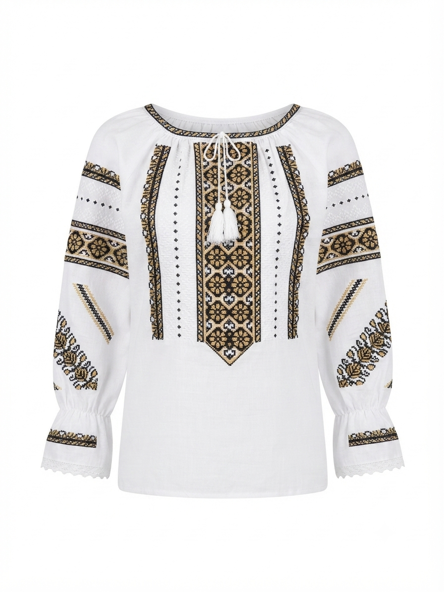 Ie cu broderie neagra